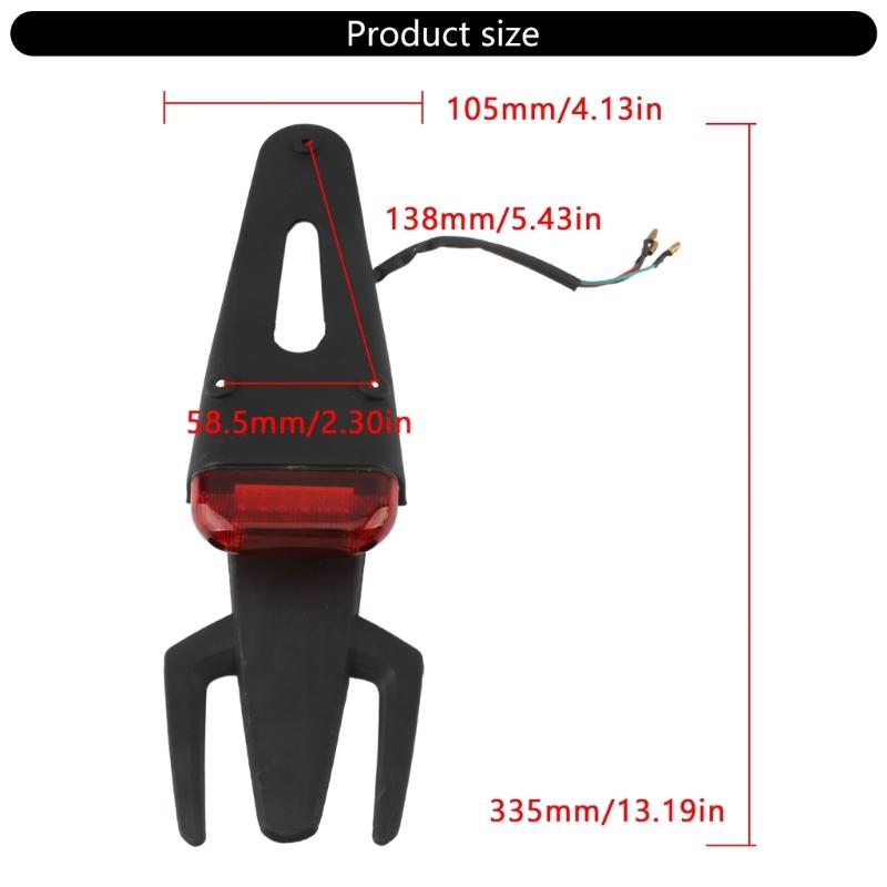 Rear Mudguard License Plate Bracket with Integrated 12V LED Brake Lamp Simple Installs for Motocross & Dirt Bike Riders