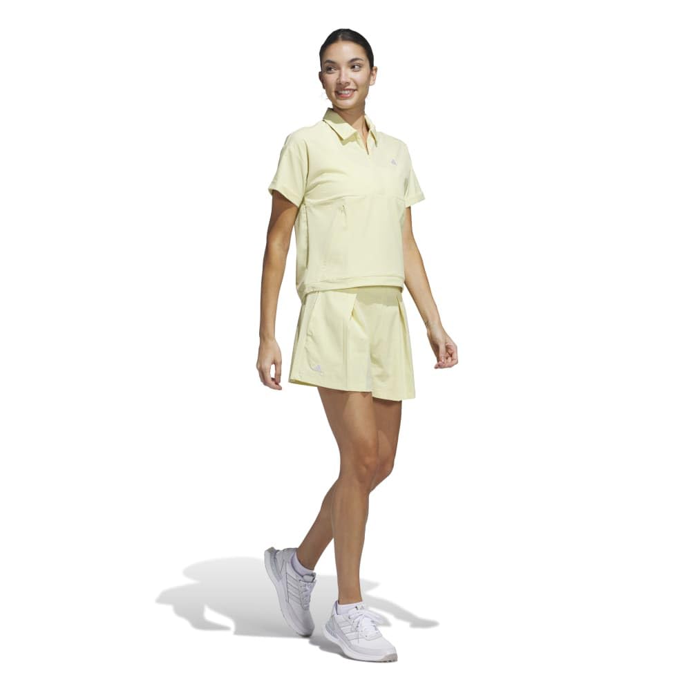 Adidas Golf Beyond the Course Box Silhouette Short Sleeve Shirt for Powder Yellow Water-Repellent 2-Way Women,