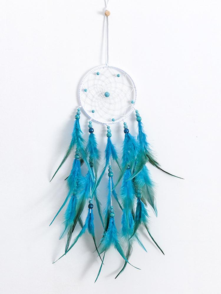 Blue Feather Dream Catcher Wind Chimes Creative Handmade Bedroom Wall Hanging Ornaments Birthday Festival Gifts Home Decorations