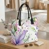  Watercolor Floral Print Tote Bag Large Capacity Reusable Casual Shoulder Handbag for Daily Shopping Travel