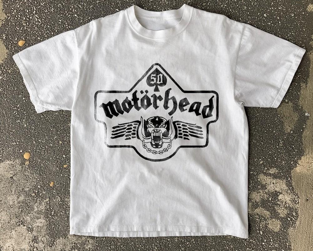 Motorhead 50 Years Logo White Basic Style Unisex TShirt Size S5XL Unisex T-Shirt XXXL