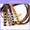 Fashion Ladies Pu Leather Belt With Chain Buckle For Casual And Office Wear