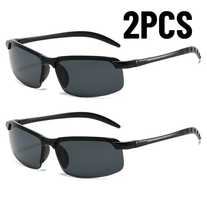 2PACK Night Vision Glasses Anti Glare Driving Goggles UV400 Half Frame Sunglasses for Men Day and Night Use
