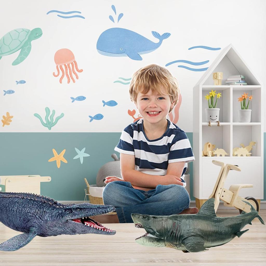 Mosasaurus Shark Toys with Openable Jaws The Megalodon 11" Ocean World Realistic Marine Animal Creature Action Figure
