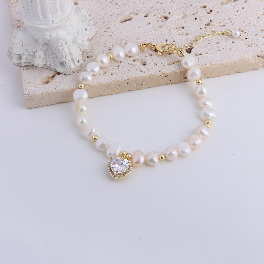 Natural Freshwater Pearl Bracelet Fu Character Smiley Face Shell Bow Pendant Bracelet Girlfriend Beaded Bracelet
