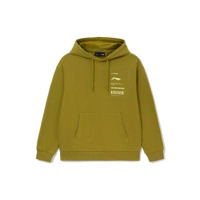 Li Ning Sports Fashion Series Logo Print Loose Hoodie Unisex Hoodies Green AWDS535-3
