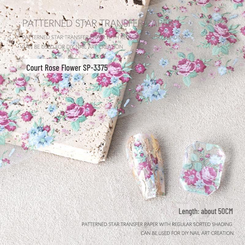 Starry Sky Rose Flower Nail Art Transfer Stickers