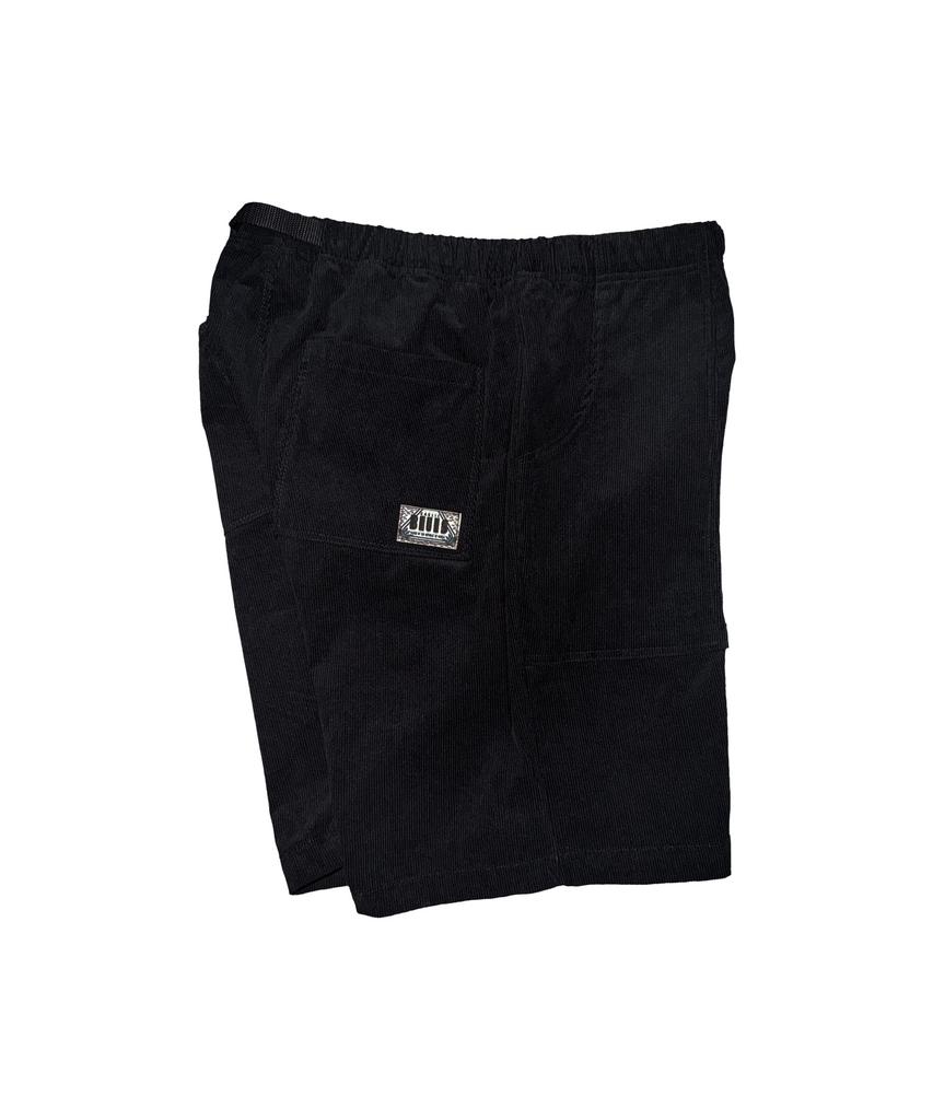 Galligbeulluseu Corduroy Belted Fatigue Shorts (Black)