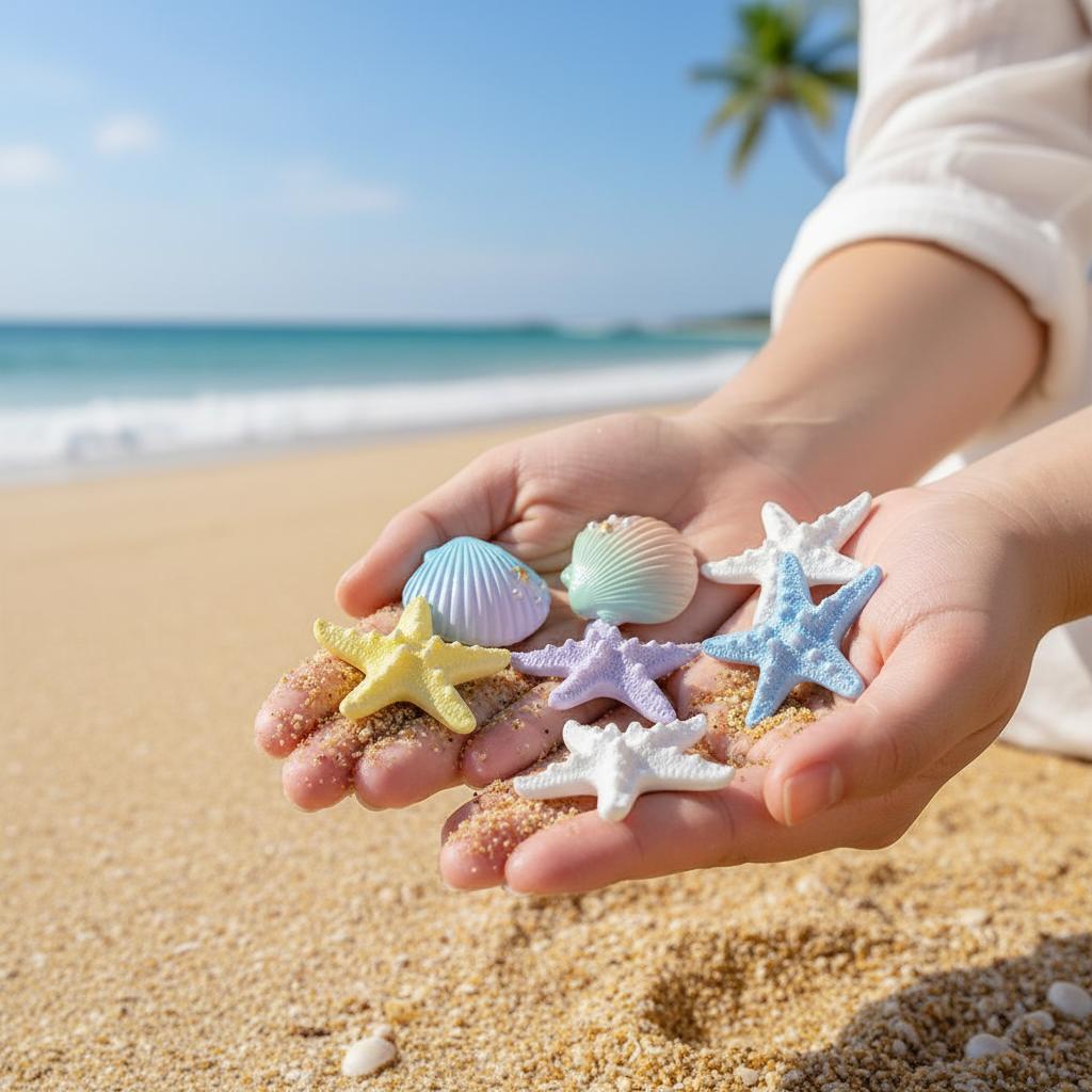 6Pcs DIY Charms for Bag Accessories Handbag Starfish Shell Beach Totes Bags Decoration Waterproof for Bag/Beach Bag