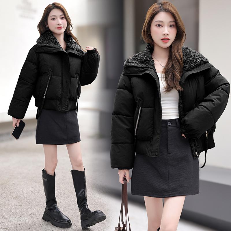 Winter new women's fashion fluffy lapel warm cotton-padded clothes, small cotton-padded clothes, foreign-style cotton-padded jackets