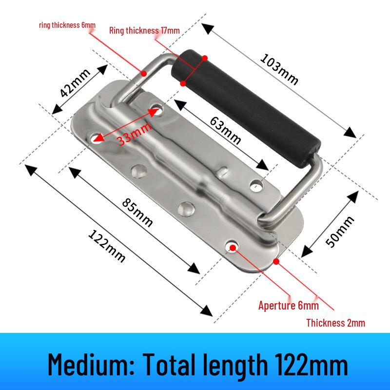 304 Stainless Steel Spring Loaded Folding Handle for Wooden Toolbox