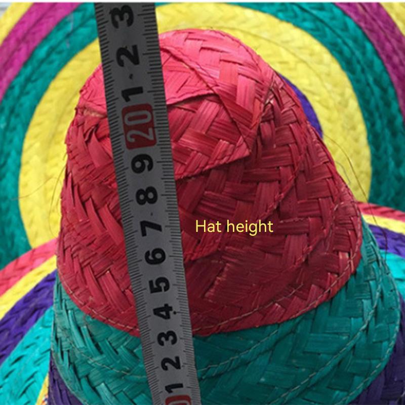 Mexican Sombrero Hat Colorful Felt Fiesta Large Sombrero Hat with Ball Fringe for Fiesta Mexican Theme Party Outfit Accessories