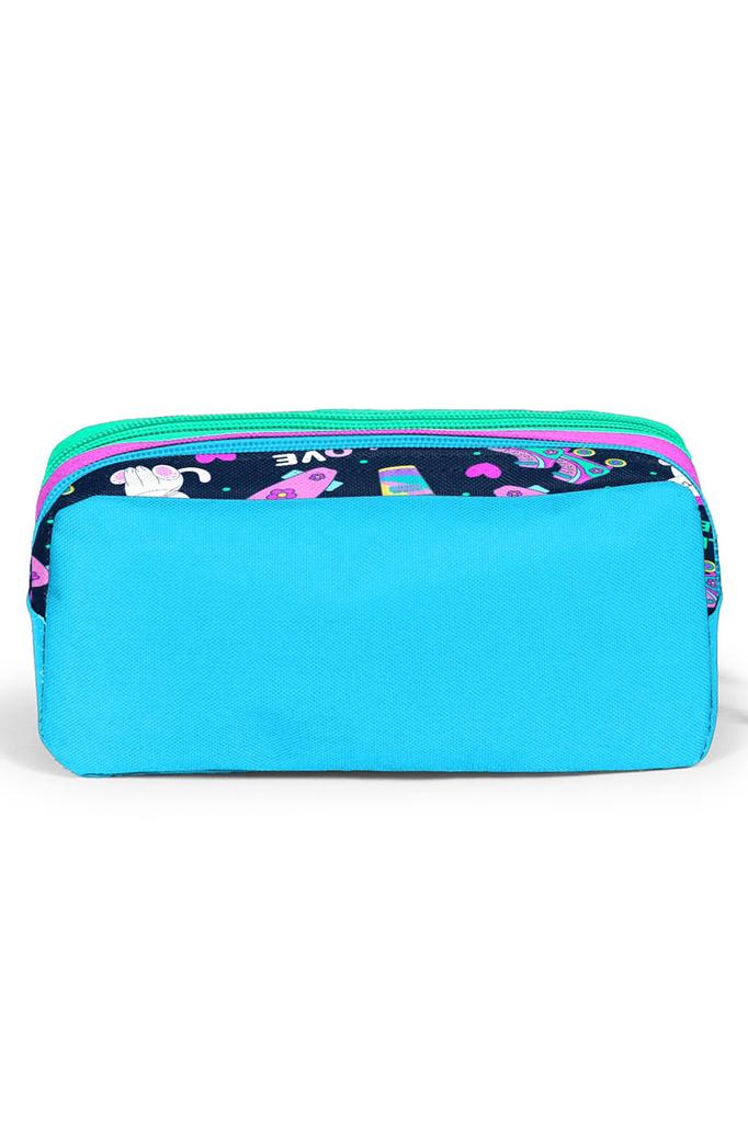 coral high Kids Navy Blue Pink Cat Skate Pattern 3-Piece School Bag Set SET0123658