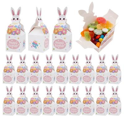 24 Pcs Bunny Gift Bags Easter Paper Bunny Spring Treat Boxes Easter Kids Snack Box Goodie Bag For Chocolate Cookie