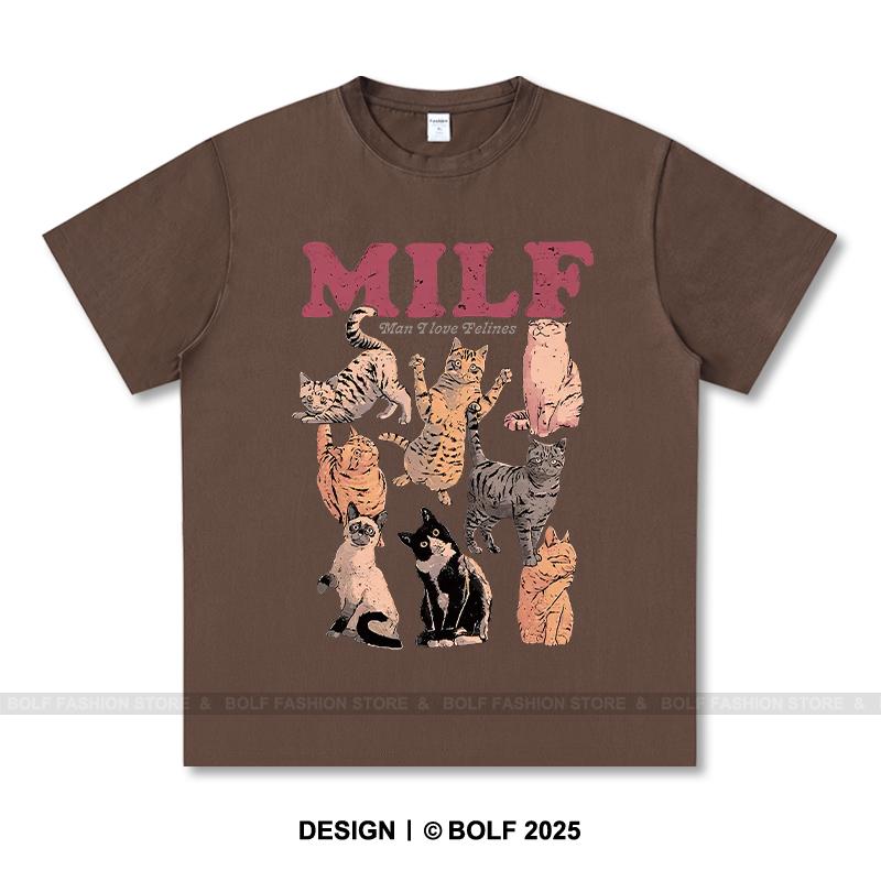 Dámské tričko s potiskem Milf Cat 100% bavlna Nadměrné Vtipná grafická trička pro muže Letní topy Humor Streetwear