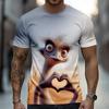 Men's Animal Funny T Shirt Short Sleeve T Shirt 3D Print Crew Neck Shirt Exaggerated Designer Party Street Casual Khaki Summer Spring All