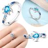 New In Rings Copper Jewellery Certified Delicate Blue Zircon Turtle Authentic High Quality for Women Wedding Ring Set