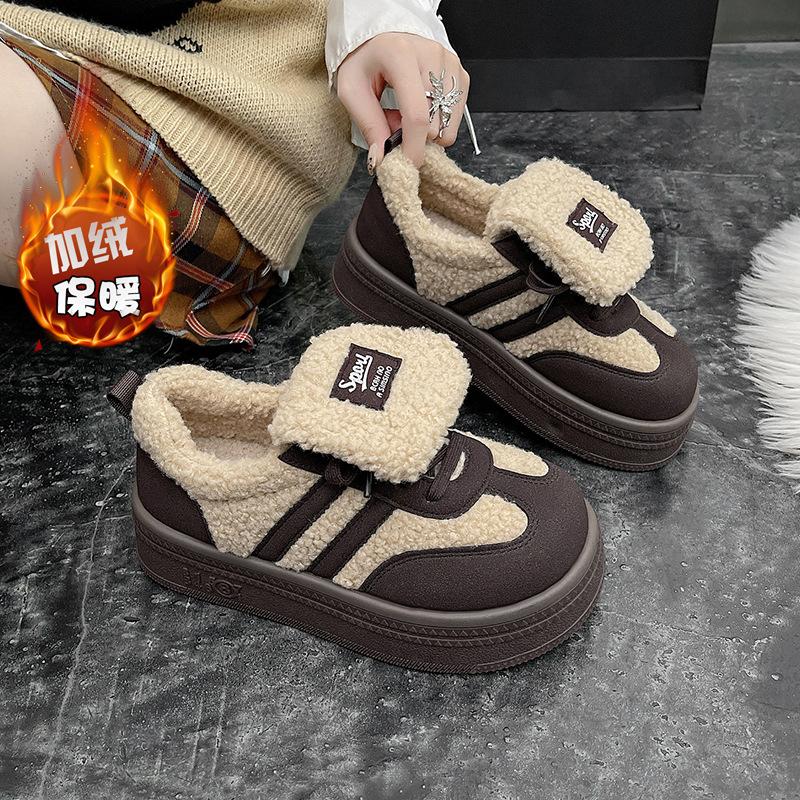 Popular thick-soled snow boots women's 2025 new autumn and winter velvet warm cotton shoes casual versatile niche version women's shoes