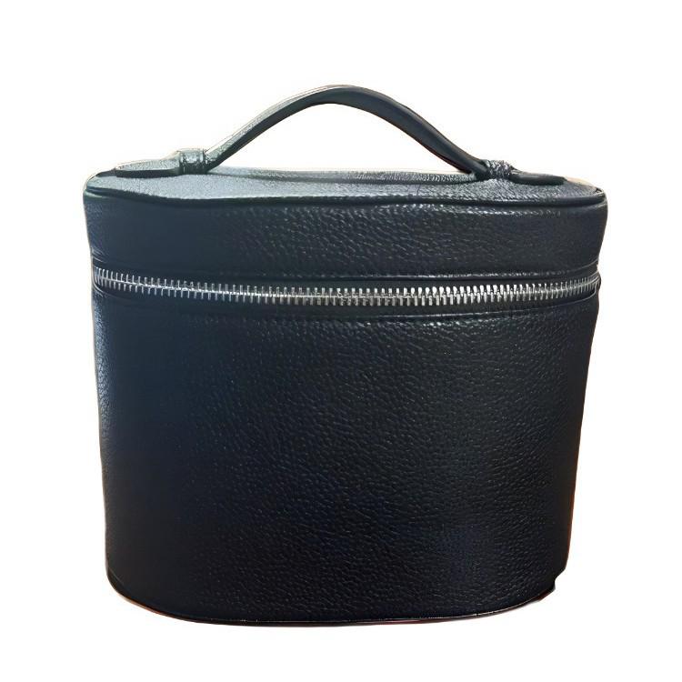 Lychee Grain PU Leather Double Zipper Makeup Bag - Large Capacity, Travel Waterproof Toiletries & Skincare Storage