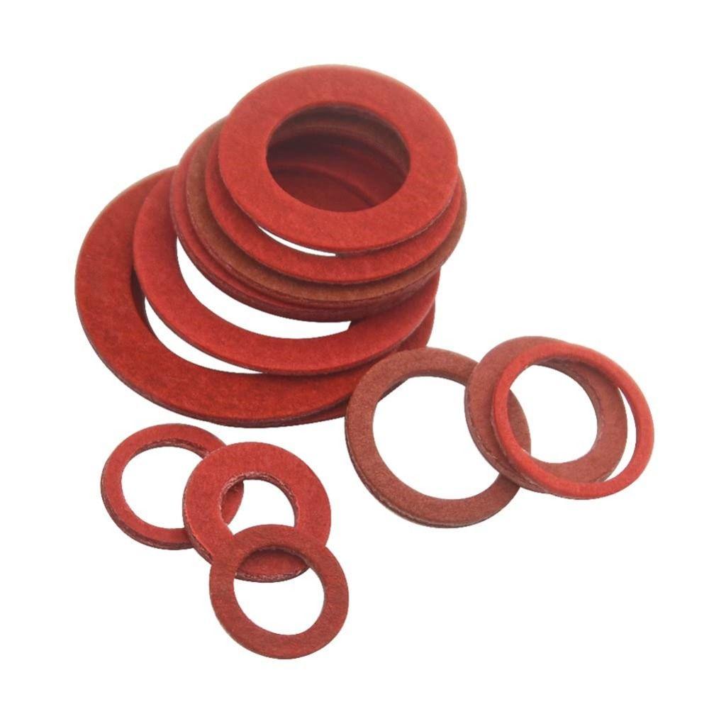 150Pcs Red Fiber Washer Assortment Kit 14 Sizes Flat Ring Washers Sealing Washers Set