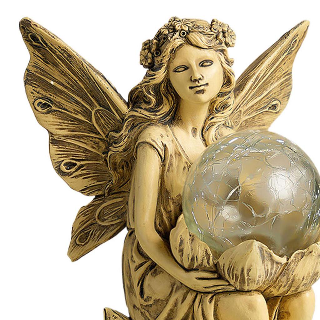Solar Lamp Fairy Statue Resin Crafts Landscape Lights Decorative Garden Figurine Light for Patio Flowerpot Lawn Pathway Walkway