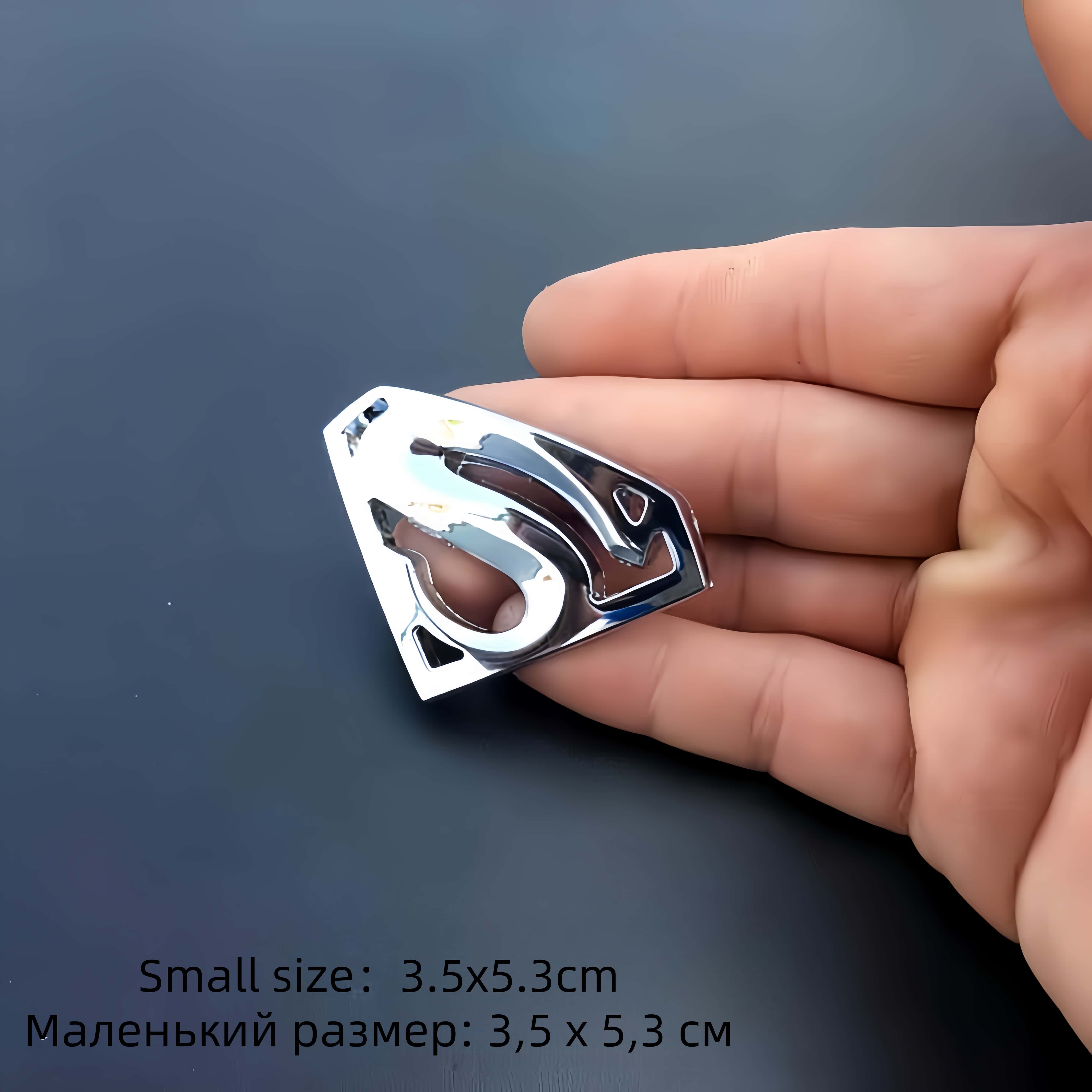 

3D Metal Superman Logo Badge Sticker Side Fender Rear Trunk Emblem Decal Two Sizes Little серебряный