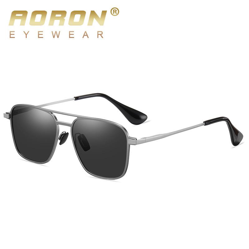New driving sunglasses men s metal polarized fashion double beam sunglasses