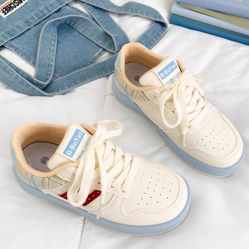 Fashion Autumn Mix Color Plaid Sneakers Women Breathable Lace Up Sports Shoes Woman Comfortable Soft Insoles Running Casual Shoes Female