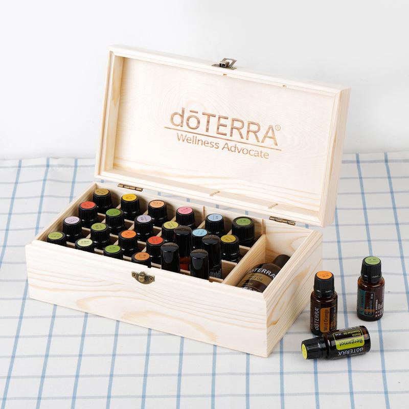 For doTERRA 32 Grids Essential Oil Natural Wood Box Aromatherapy Wooden Box Treasure Jewelry Storage Organizer Handmade Craft