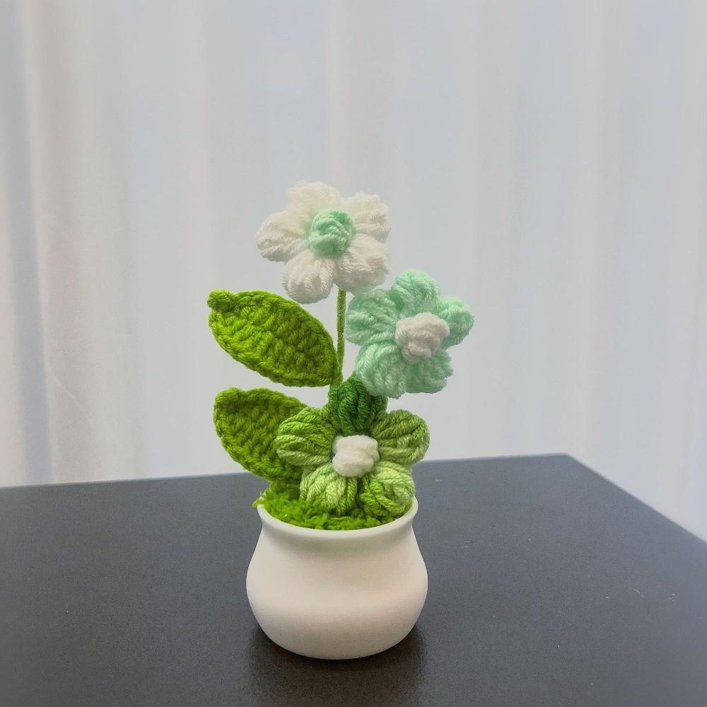 Handwoven Crochet Flower Potted DIY Artificial Flowers Pot  Birthday Gifts