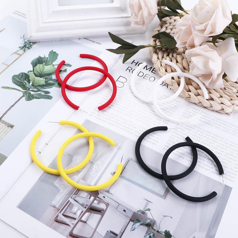Geometric Round Personality Candy Color C-shaped Hoop Earrings Round Earrings Women Jewelry