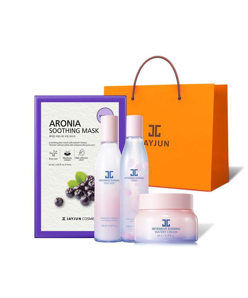 Intensive Shining Skincare Set (Toner, Emulsion, Cream) + Gift: 10 Aronia Mask Packs