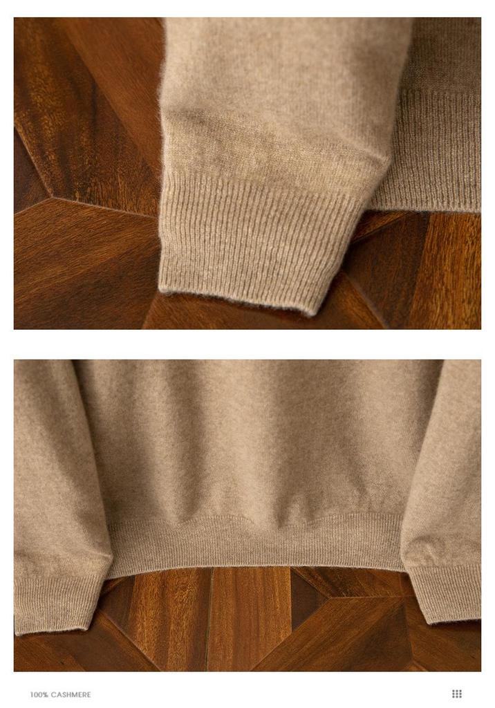 Men's Classic Round Neck Cashmere Pullover: Business Casual Long Sleeve Warm Base Layer Sweater