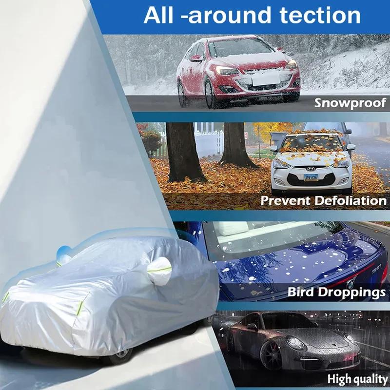 Car Cover Outdoor Protection Full Exterior Snow Cover Sunshade Dustproof Oxford Protection Cover Universal for Hatchback Sedan