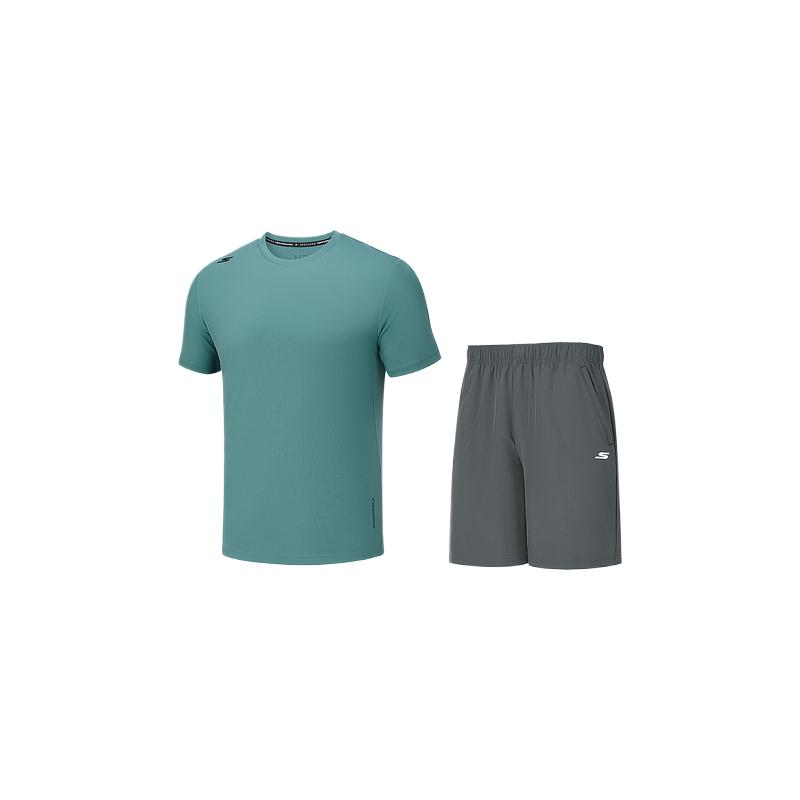 Skechers Solid Color Round Neck Pullover Short Sleeve Casual Sports Suit Unisex suits P226U055-03JH S