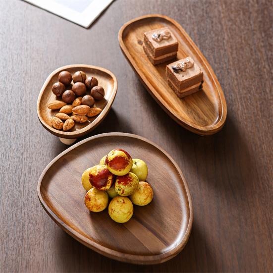 Dřevěný servírovací podnos Malý podnos na občerstvení Rustikální nepravidelný podnos na dezerty Dekorativní podnos pro rostliny, svíčky, klíče, šperky, hodinky