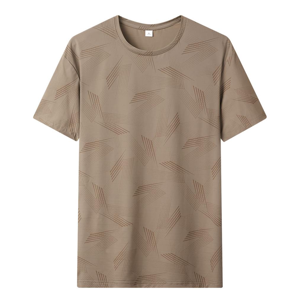 Men's Ice Silk T-shirt, Men's Summer Loose High Elasticity Sports Short Sleeved T-shirt