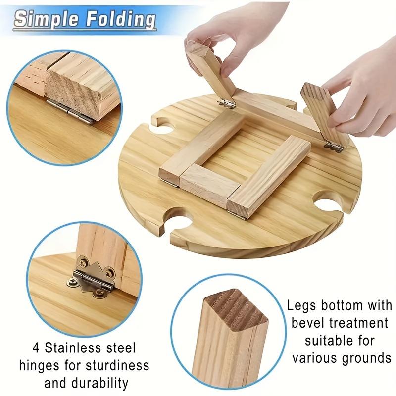 KEMORELA 1 Tavolo da Pranzo Portatile in Legno 30cm/24cm Tavolino Casual Vassoio Frutta Portabottiglie da Esterno Tavolo Pieghevole da Viaggio per Picnic