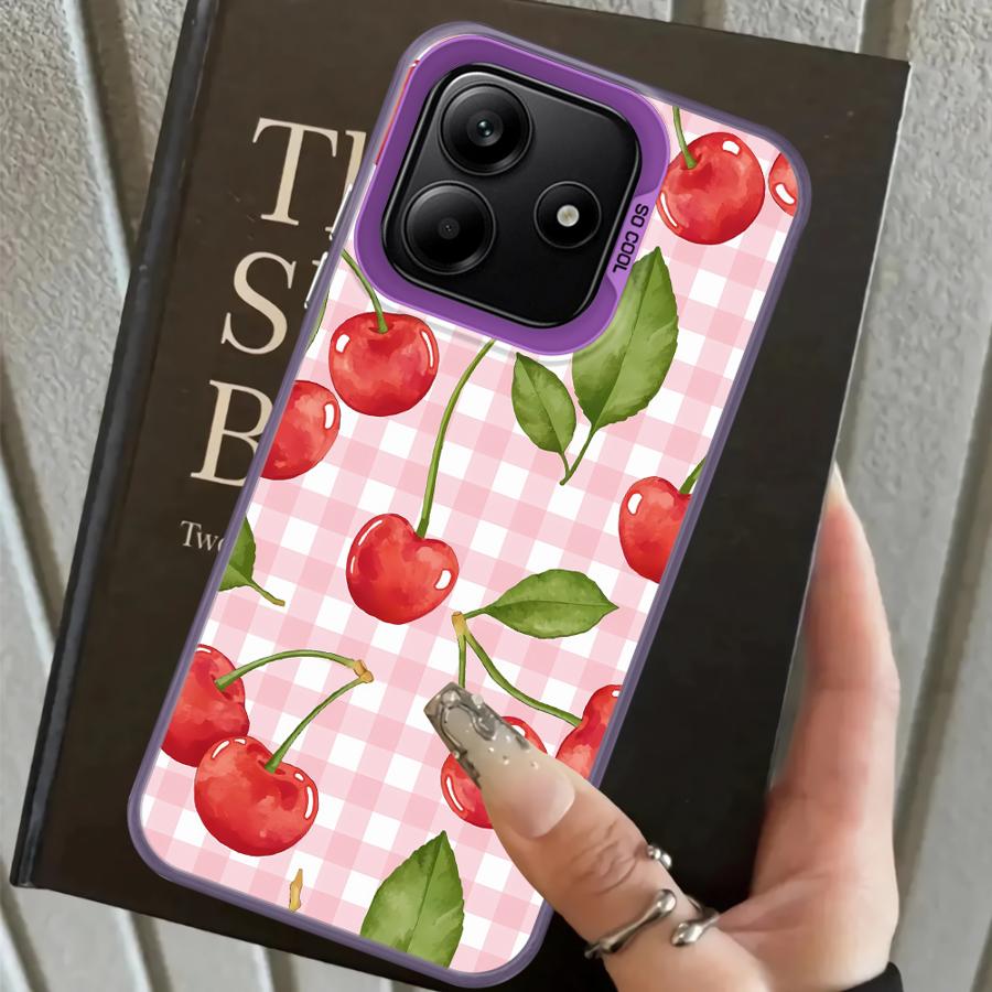 

Cherry Checkered Pattern Case for Xiaomi Poco F3 GT F4 X3 Pro C51 C50 X5 X3 NFC Back Phone Cover Poco C51