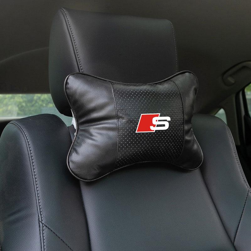 1/2Pcs Leather Car Interior Seat Headrest Neck Pillow Car Accessories For Audi C7 C6 C5 B5 B6 B7 B8 B9 D3 Q3 Q5 Q7 TT A1 A3 A4 A5