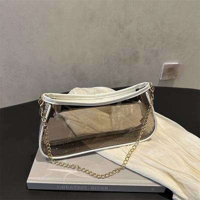 Retro Design, Foreign Style, Fashionable Spring New One-shoulder Messenger Chain, Small Square Bag, Transparent Bag, High Value for Women