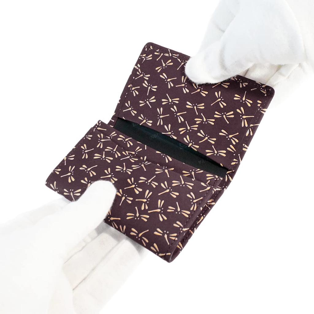Indenya Inden Business Card Case, Large Capacity, Deerskin, Purple with White Lacquer, Dragonfly Pattern, 2501-16-008