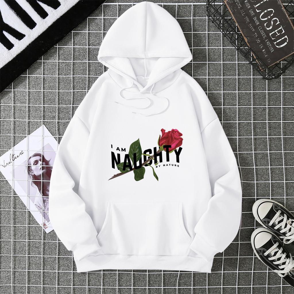 Women's Real Shot American Plant-printed Sweater Hooded Autumn and Winter New Men's and Women's Models