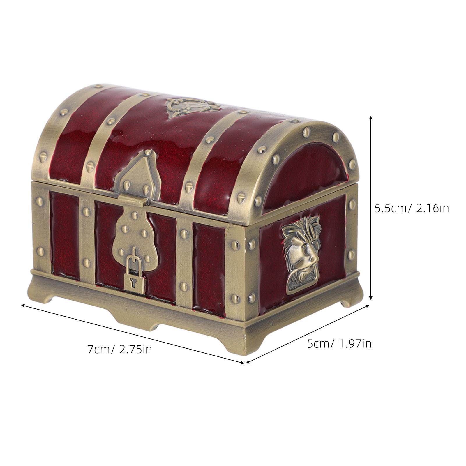 

Small Treasure Chest Lock Decorative Jewelry Storage Box Dark Red Vintage Retro Style Organizer Jewelry Treasure Box темно-красного