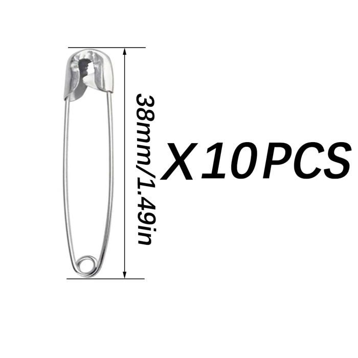 Epingle de surete - cclkhy - bxgbz-38mm - acier inoxydable - 10 pièces - argenté
