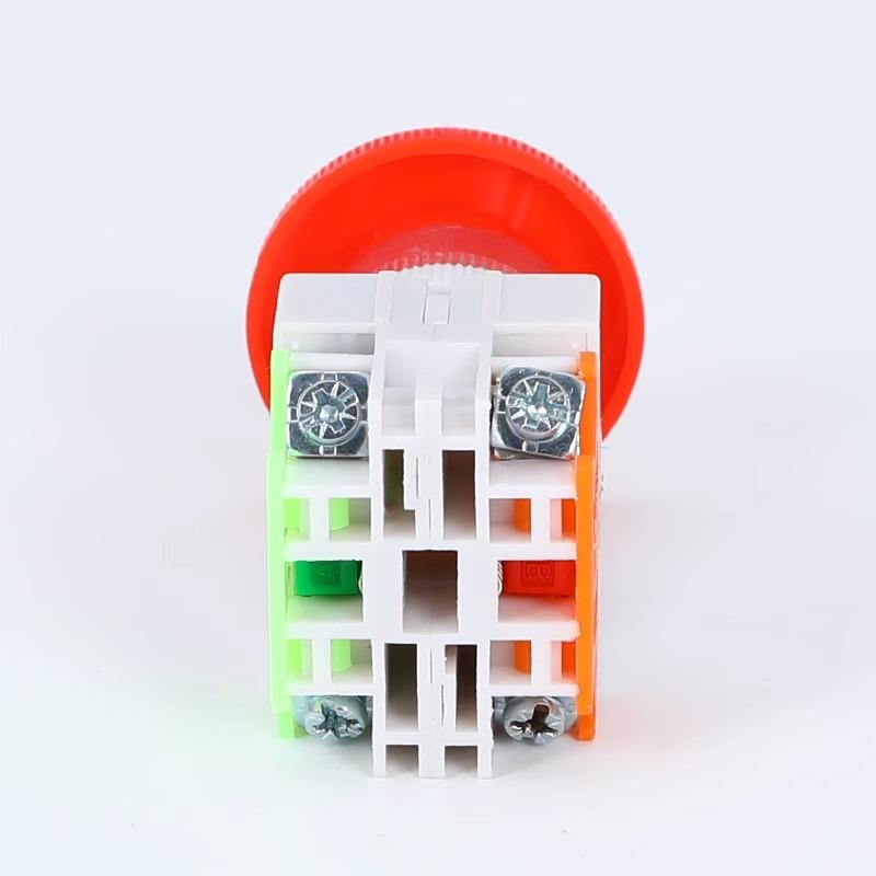 Roter Pilzkopf 1NO 1NC DPST Not-Aus-Druckschalter AC 660 V 10 A Schalterausrüstung Aufzug Aufzug Rastend Selbstverriegelung