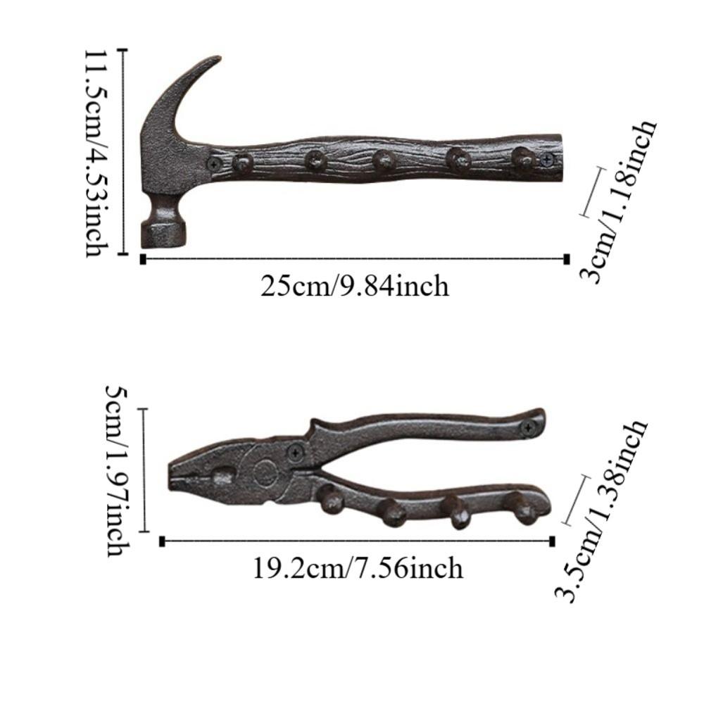 Rustic Wall-Mounted Decor Shelf DIY Plier Shape Key Holder Dual-Purpose Hooks Craftsmen
