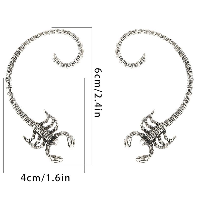1 paire de boucles d'oreilles vintage punk foncé avant-gardiste en forme de scorpion venin d'animal, boucles d'oreilles gothiques punk, bijoux de personnalité pour animaux