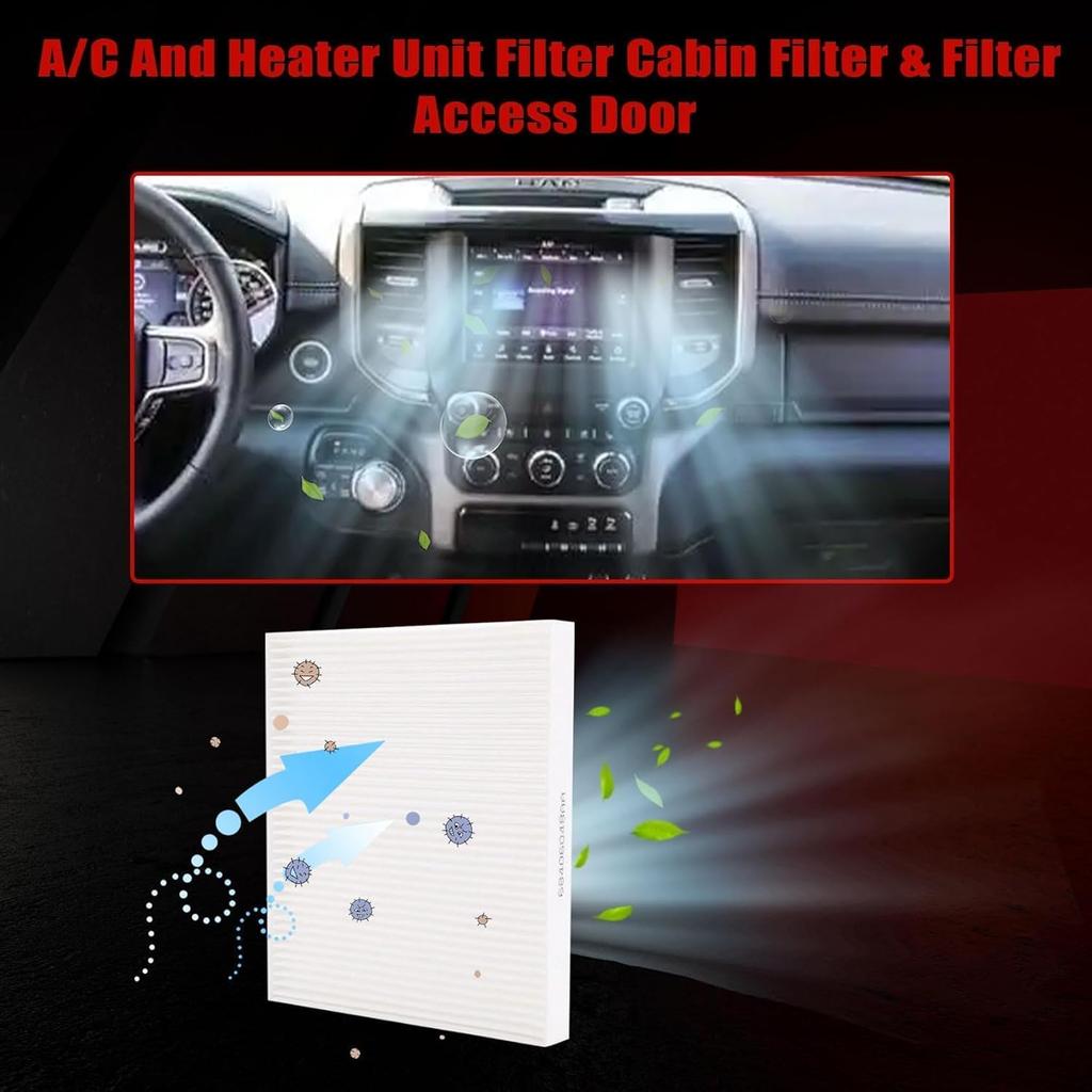FZJDSD A/C And Heater Unit Filter Cabin Filter & Filter Access Door Fit for Dodge Ram 1500 2500 3500 4500 Avenger Caliber Journey 2011-2020 Fit for