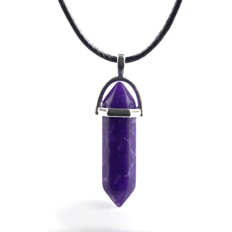 Hermoso Collar de Piedra de Cristal Natural con Colgante Hexagonal Único para Curación